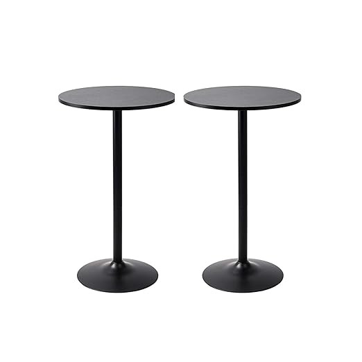 Pearington Santina 2 Pack Round Bar and Pub Table, Black | Amazon (US)