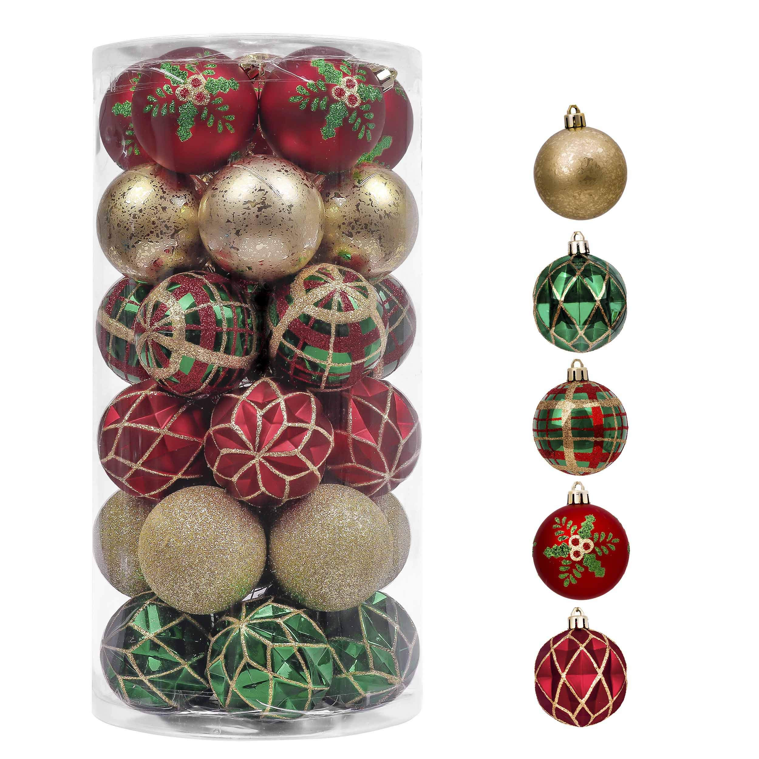 Valery Madelyn Christmas Ornaments Set, 30ct 2.36 Inches Red Green and Gold Shatterproof Christma... | Amazon (US)
