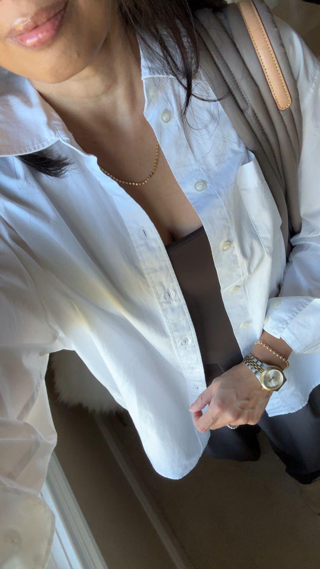 Sporty trousers. Sporty trouser pants. Travel outfit with good travel pants and button down shirt. 
Pants- true to size; I am in regular length at 5’4, could also do petite. 
Bra tank- true to size. 
Oversized button down shirt- true to size. 
Slim profile sneakers  

#LTKOver40 #LTKActive #LTKTravel