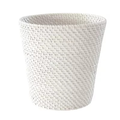 Caribbean White Rattan Wastebasket | Bed Bath & Beyond | Bed Bath & Beyond