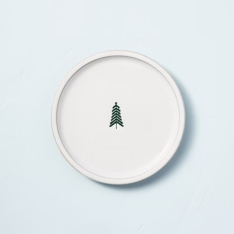 6.4" Winter Tree Stoneware Appetizer Plate Green/Cream - Hearth & Hand™ with Magnolia | Target