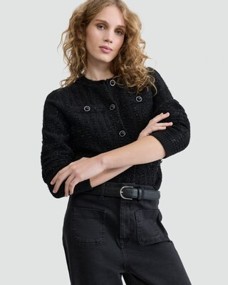 F&F Textured Button Up Cardigan in Black | Tesco F&F