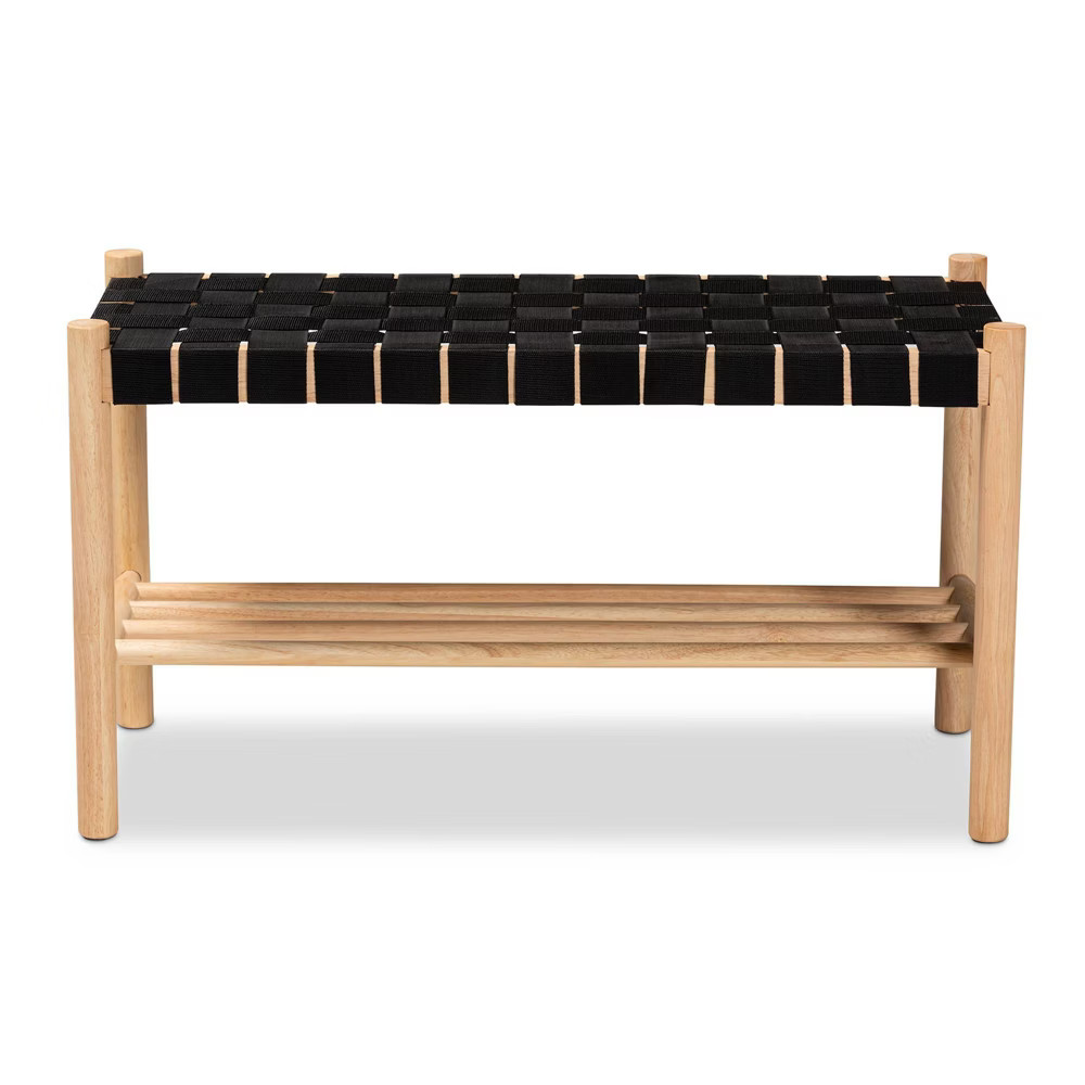 Cadmus Rustic Wood Bench Black/Oak Brown - Baxton Studio | Target