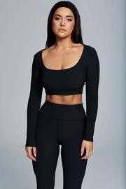 Sian Long Sleeve Ribbed Crop Top - Black | MESHKI US