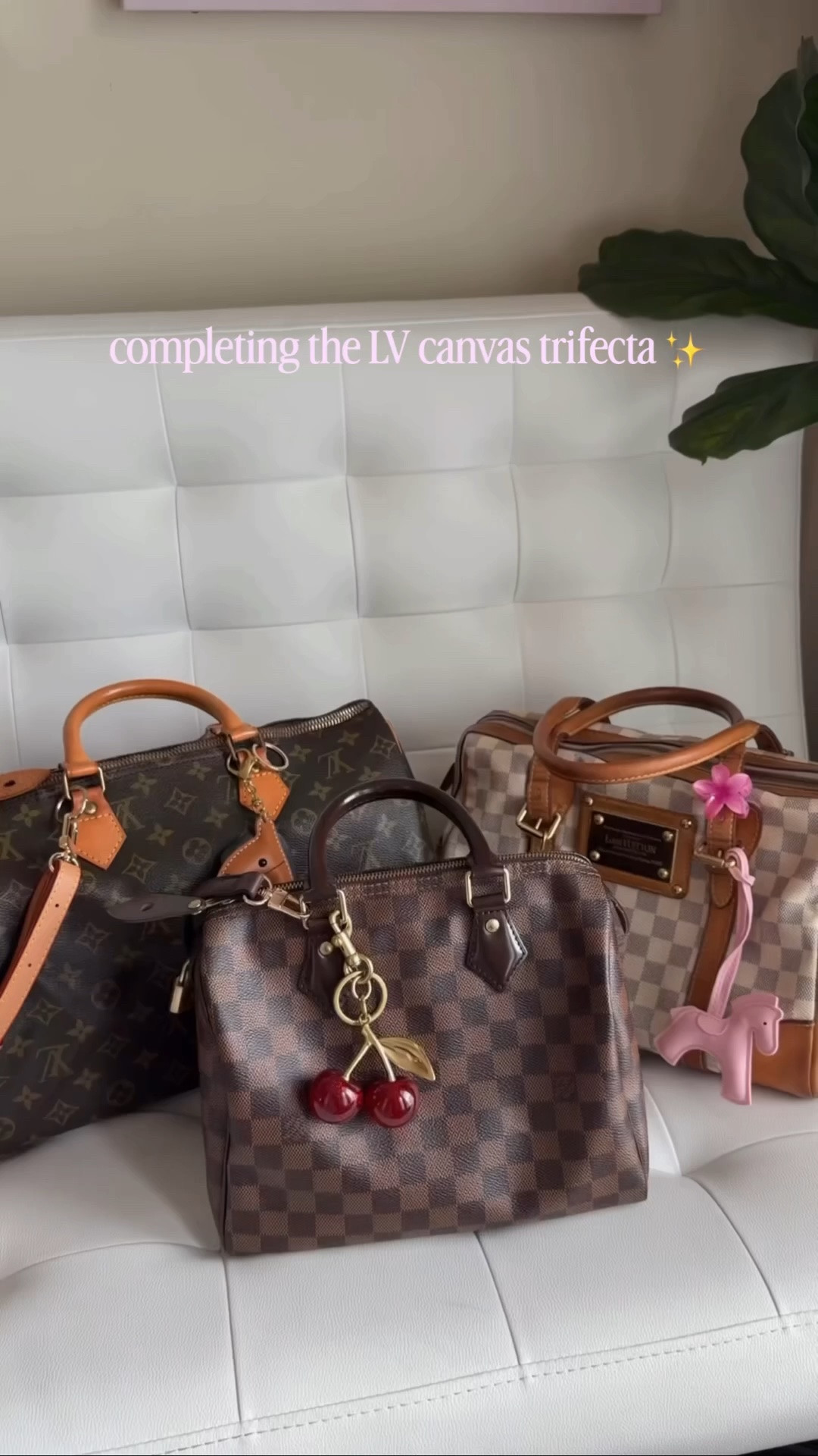 Adding a vintage Berkeley to my collection to complete the LV classic canvas trifecta ✨

I wanted a fun summer bag, and this vintage LV Berkeley checks all the boxes. It’s roomy like a Speedy, but has adjustable straps so you can wear it on your shoulder too!

I’ve been charm obsessed so I added all the pink accessories 🎀

Now my collection includes all three classic LV canvases: Monogram, Damier Ebene, and Damier Azur.

#LTKcanada #LTKstyletip #LTKbag
