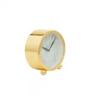 Gold Stainless Steel Glam Analog Tabletop Clock | The Home Depot
