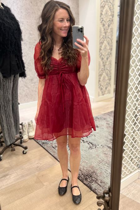 Holiday Party Dress - Christmas Party red puff sleeve dress - Holiday party dress under $100 

#LTKunder100 #LTKSeasonal #LTKHoliday