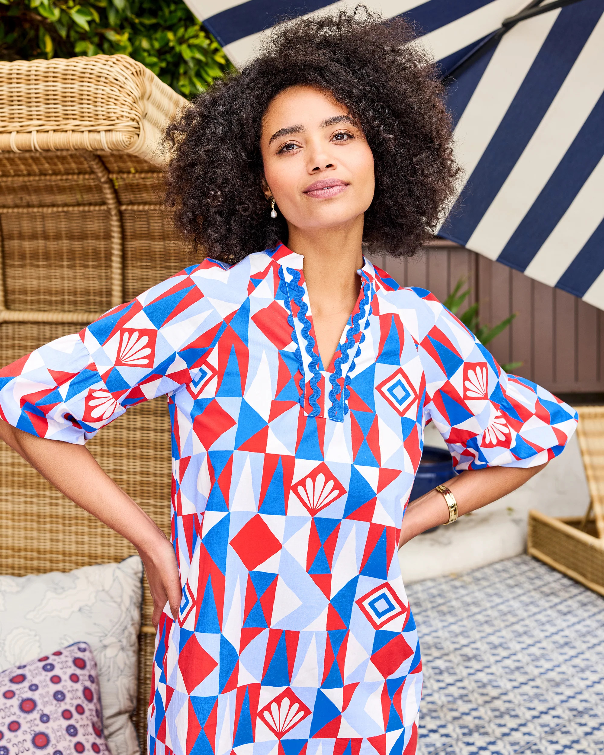 Underwater Mosaic - Isabella Dress - Retro Red | Printfresh