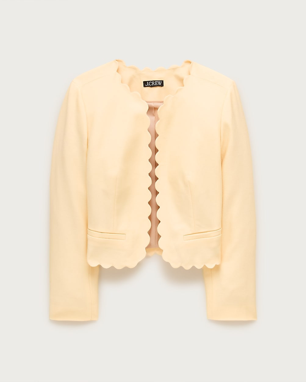 Louisa lady jacket with scalloped trim in Gramercy linen blend | J. Crew US