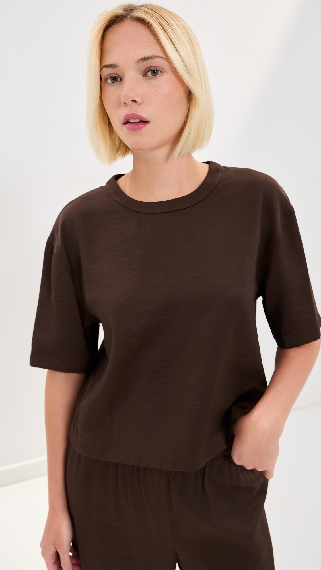 LE BOP Chandler Satin Tee Black S | Shopbop