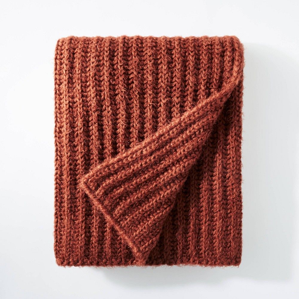 50""x60"" Eyelash Chunky Knit Throw Rust - Threshold designed with Studio McGee | Target