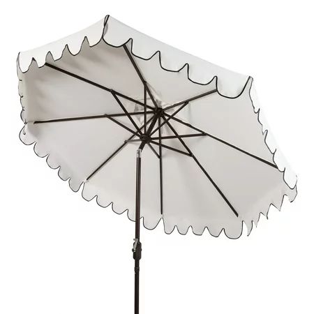 Safavieh Venice 9 Market Crank Tilt Patio Umbrella White/Black | Walmart (US)