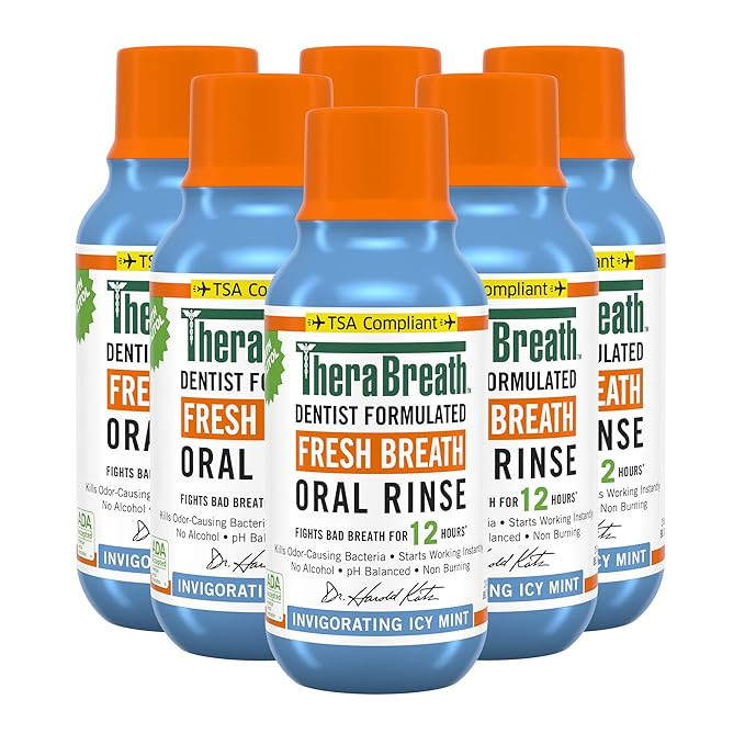 TheraBreath Fresh Breath Dentist Formulated Oral Rinse, Icy Mint, 3 Ounce (Pack of 6) | Amazon (US)