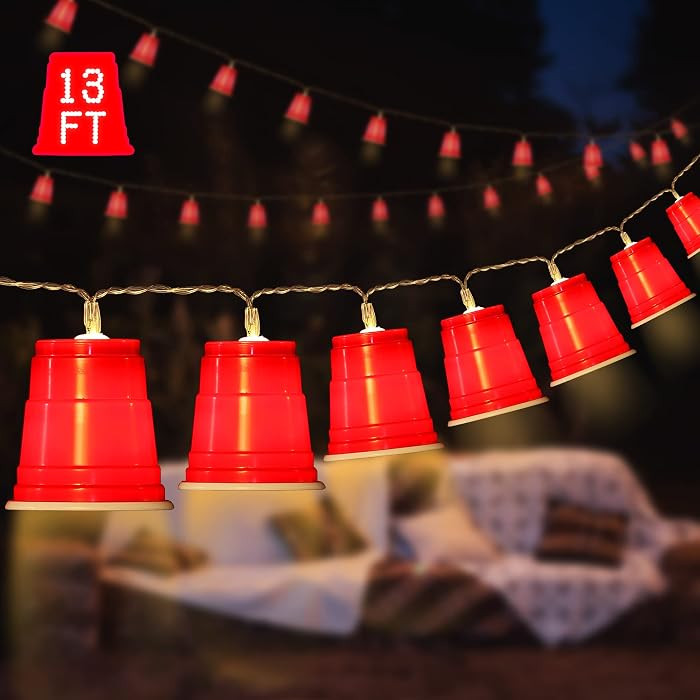 Hiboom 1 Pack 13 FT 20 LED Cups String Lights, Mini Shot Cups Fairy Light Decoration, Battery Ope... | Amazon (US)