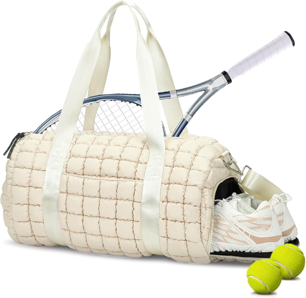 Lushandy Quilted Duffel Bag for Women, Puffer Gym Duffle Bag with Shoe Compartment Puffy Duffle B... | Amazon (US)