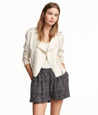 Linen-blend Biker Jacket | H&M (US)