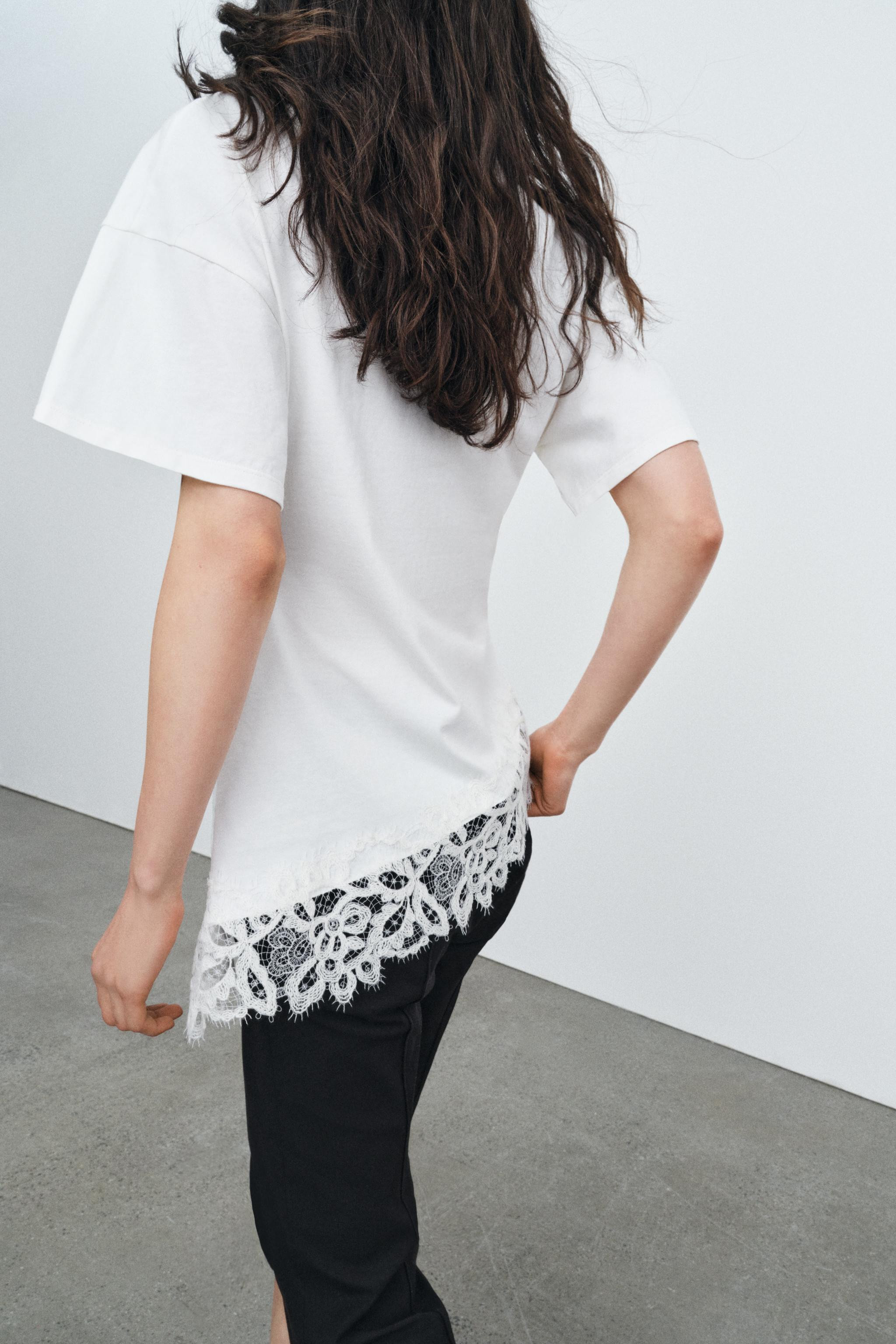 HEAVY COTTON LACE T-SHIRT | Zara UK