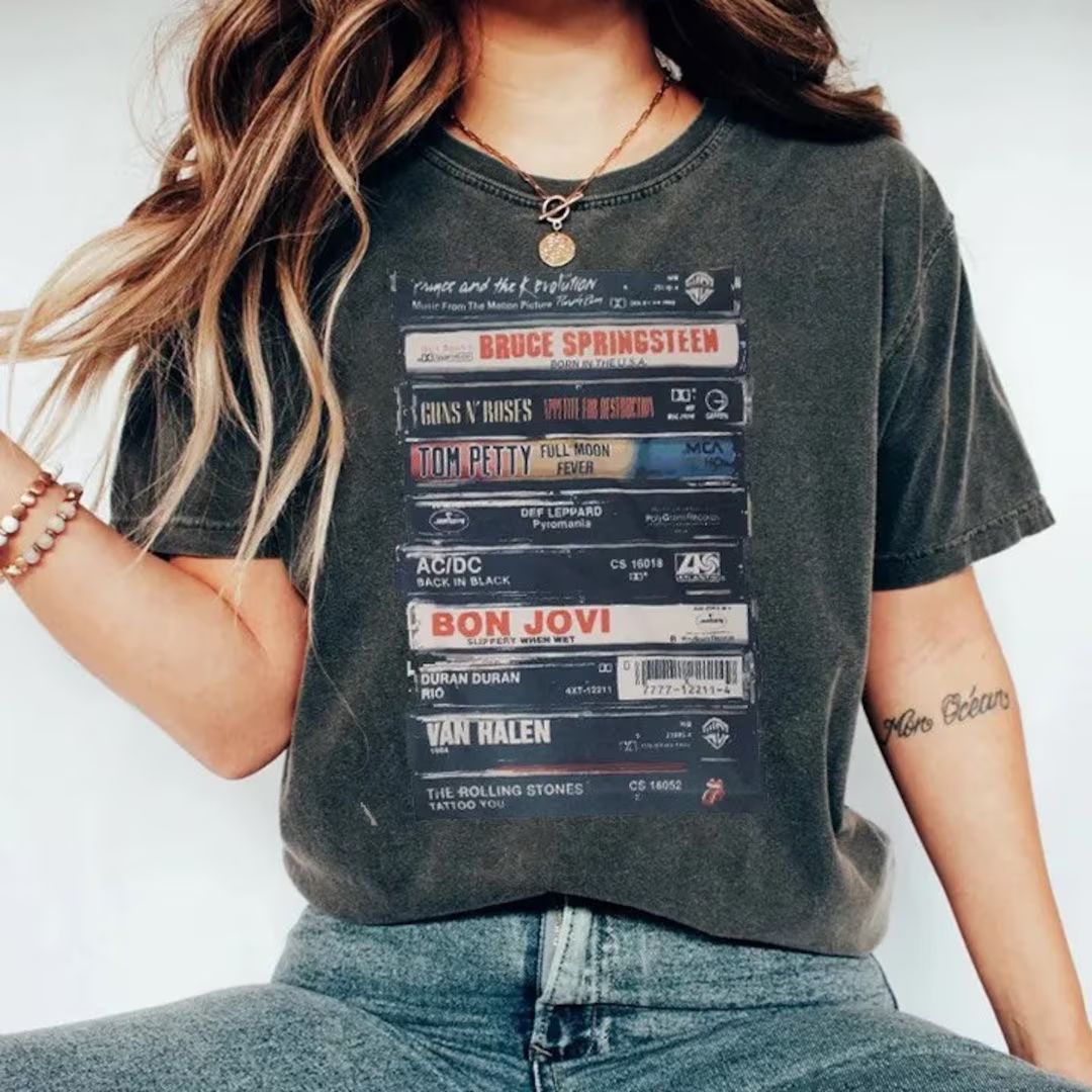 Rock Cassettes Tape Comfort Colors Printed T-shirt Rock Bands - Etsy | Etsy (US)