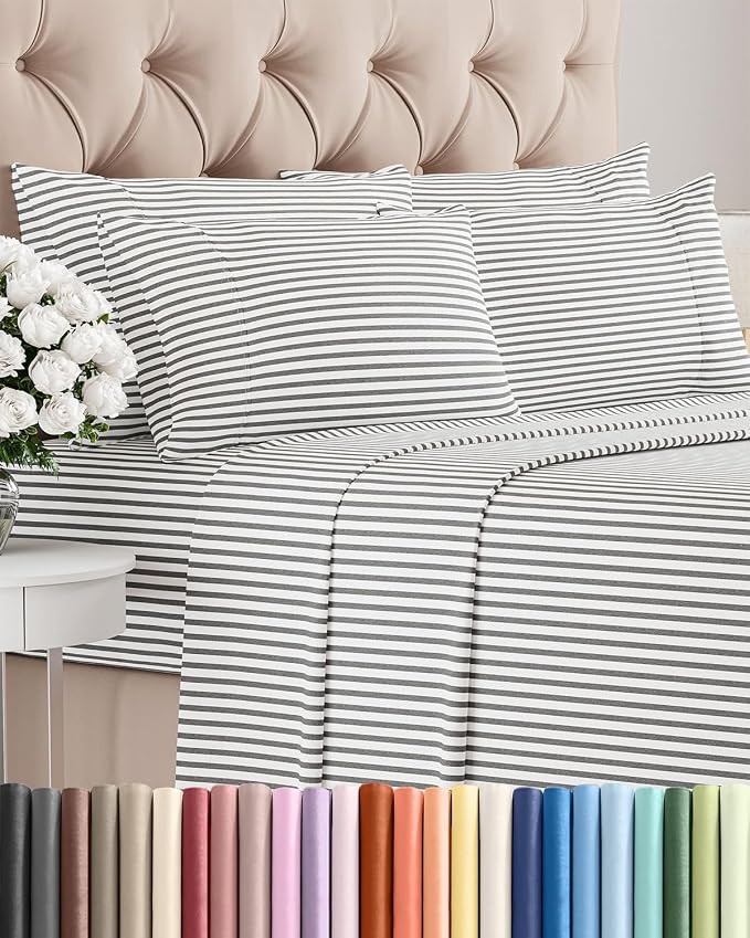 King 6 Piece Sheet Set - Comfy Breathable & Cooling - Soft Hotel Luxury Bedding Set with 8-16 Inc... | Amazon (US)