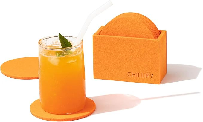 Chillify Felt Coasters with Holder | Kitchen Home Decor Gift | Non-Slip, Water Resistant, Washabl... | Amazon (US)