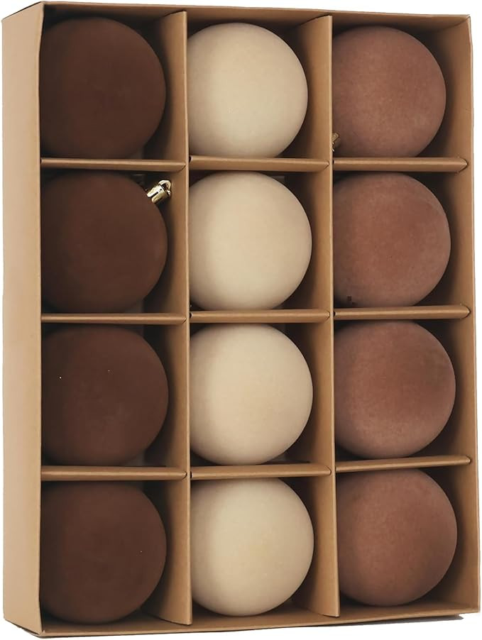 3.15inch Velvet Christmas Ornaments for Xmas Tree, 12 pcs Flocked Christmas Balls Set Assortment ... | Amazon (US)