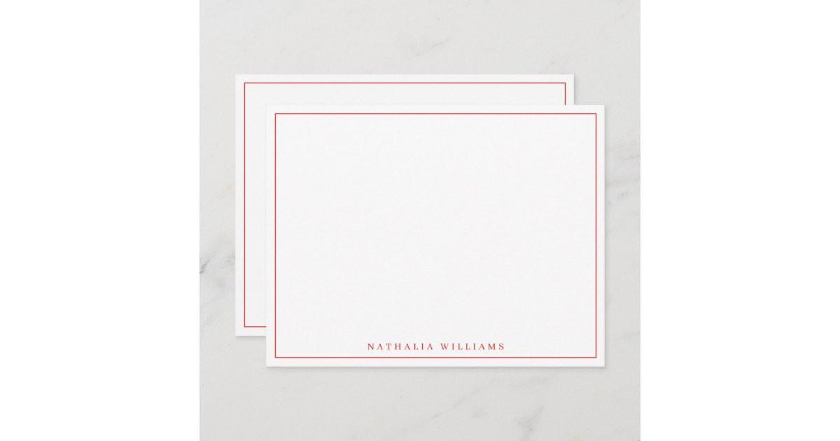 Minimalist Basic Personalized Red Stationery Note Card | Zazzle | Zazzle
