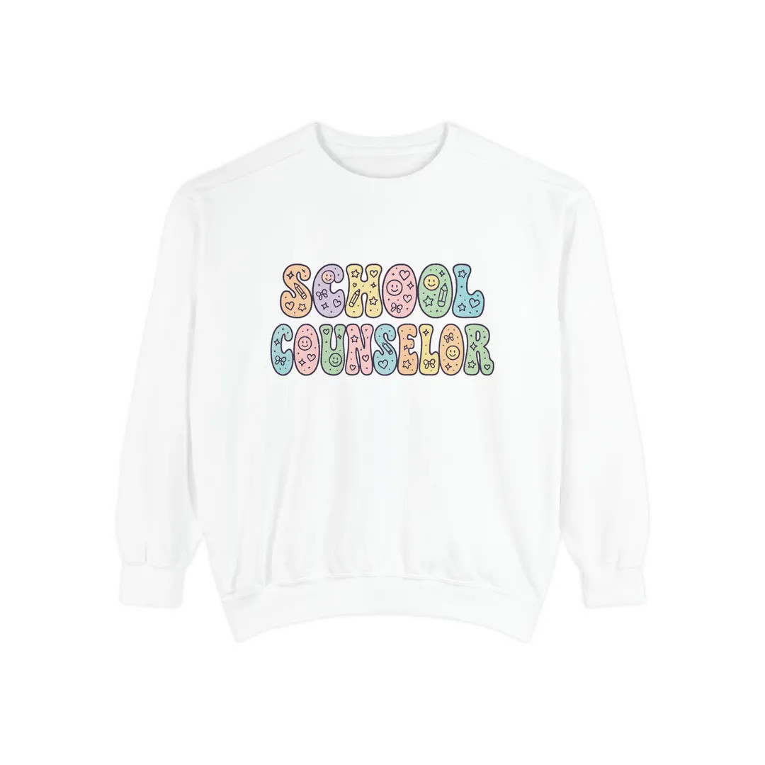 School Counselor Comfort Colors Sweatshirt, Pastel Bubble Print, Unisex Jumper, Doodles, Teacher ... | Etsy (US)