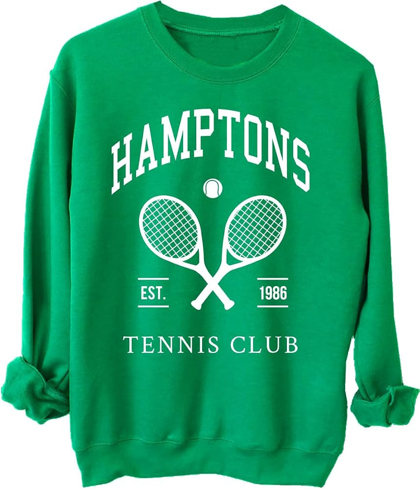 Hamptons Tennis Club Sweatshirt \u2013 Vintage Preppy Country Club Crewneck | Amazon (US)