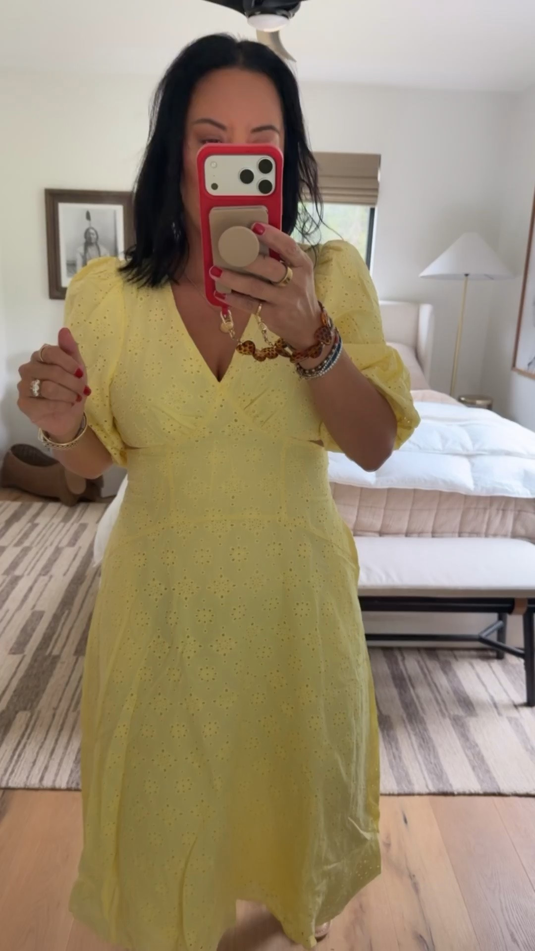 This dress runs small if you are busty or have a wider back. I’m a size 8 and this is a size 8 but I can’t zip it up over my bust (I’m a 36D) so I’m exchanging for a size 10. It’s is really pretty, flattering, and well made.

#LTKootd #LTKselfcare #LTKMidsize