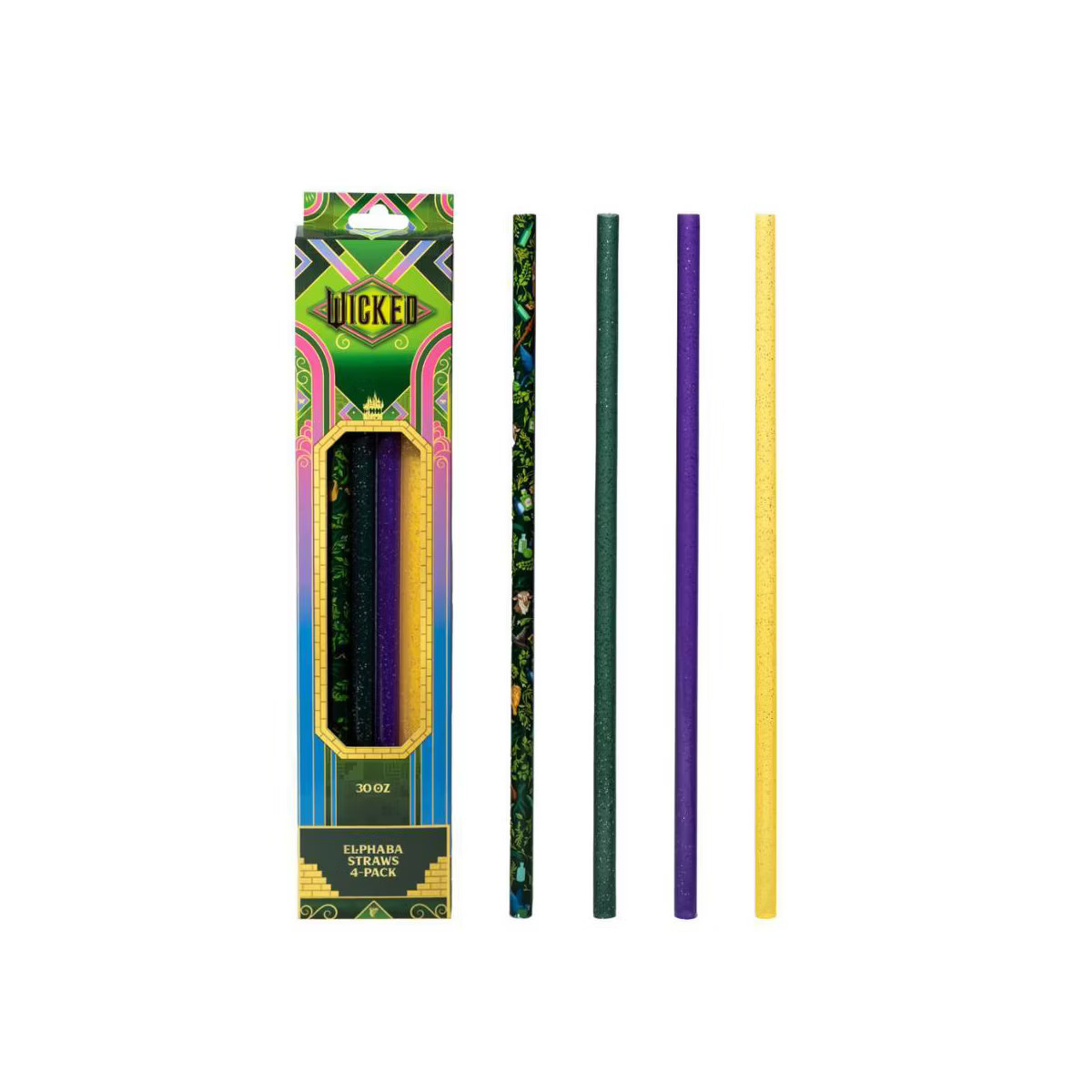 CharCharms 4pk 30oz Water Bottle Straws Wicked 2 Elphaba | Target