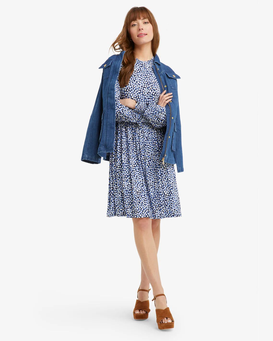 Kitty Dress in Blue Square Dot | Draper James (US)