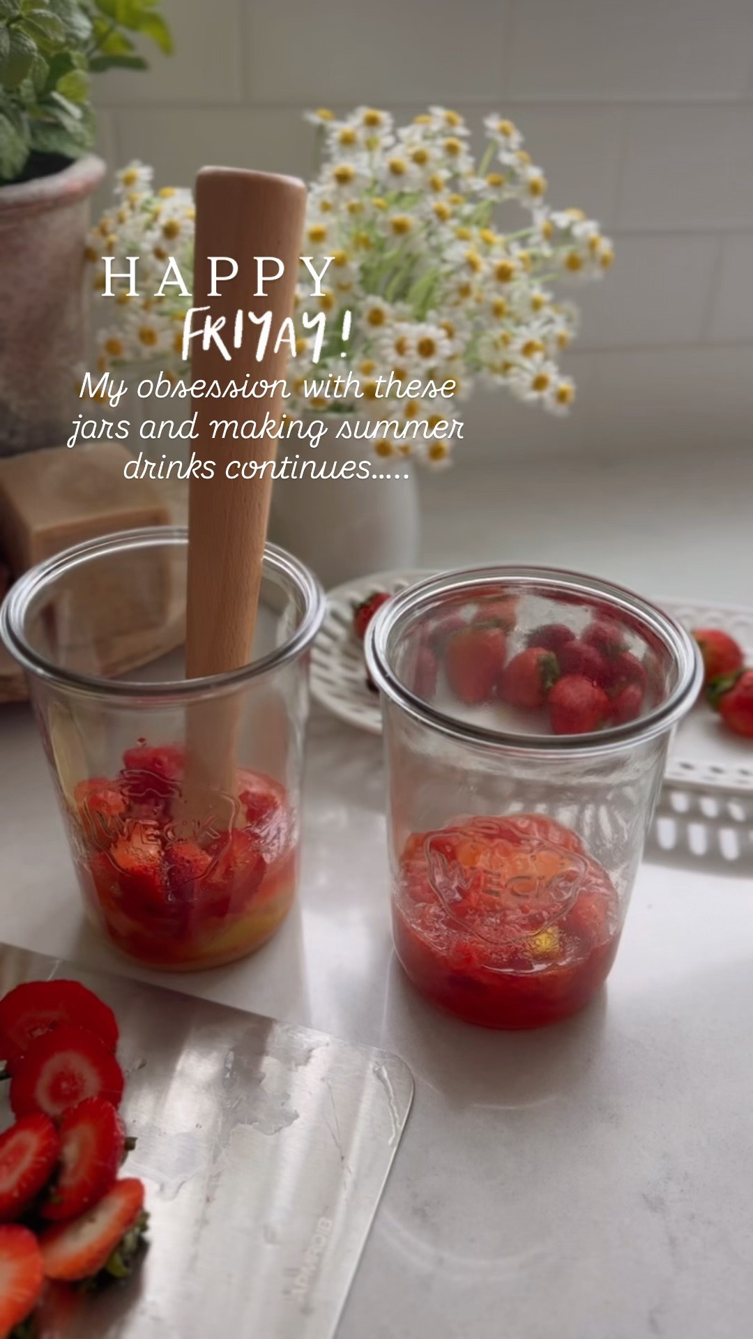In love with these Weck jars and having so much fun making summer lemonade and smoothies! 
Lemonade:
4-5 strawberries
1/2 large lemon 
1/8-1/4 cup sugar (or sweeten with pure maple syrup!) 
Water and ice

#LTKdayinmylife #LTKselfcare #LTKSaleAlert