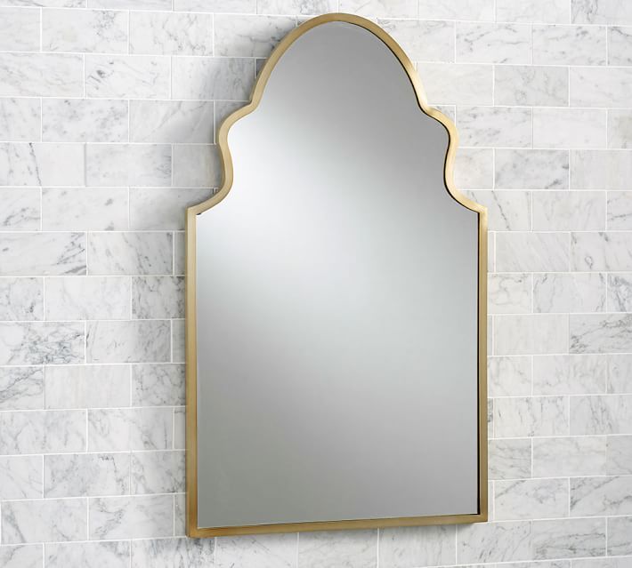 Stella Powder Room Mirror, 22 x 36", Brass | Pottery Barn (US)