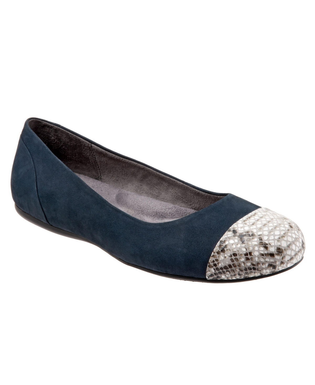 Softwalk Sonoma Cap Toe Flat - Navy | Macy's