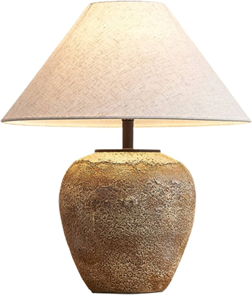 PURESILKS Farmhouse Ceramic Table Lamp with Brown Base for Living Room,Table Lamp 18.89’’ Bed... | Amazon (US)
