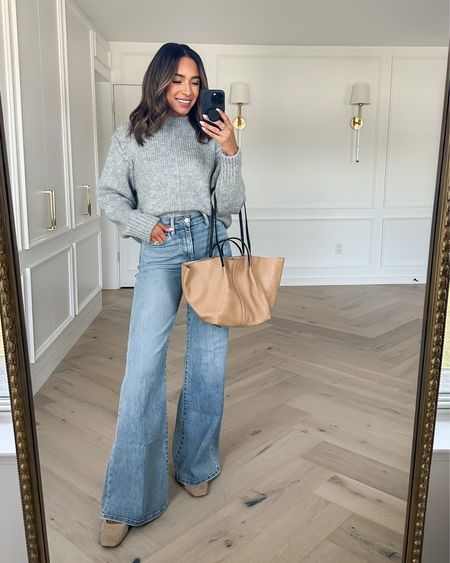 Nordstrom anniversary sale outfit 🖤 wearing a small in grey crewneck sweater (tts), 26 in wide leg jeans (tts) and nude flats fits tts.


#LTKunder100 #LTKstyletip #LTKxNSale