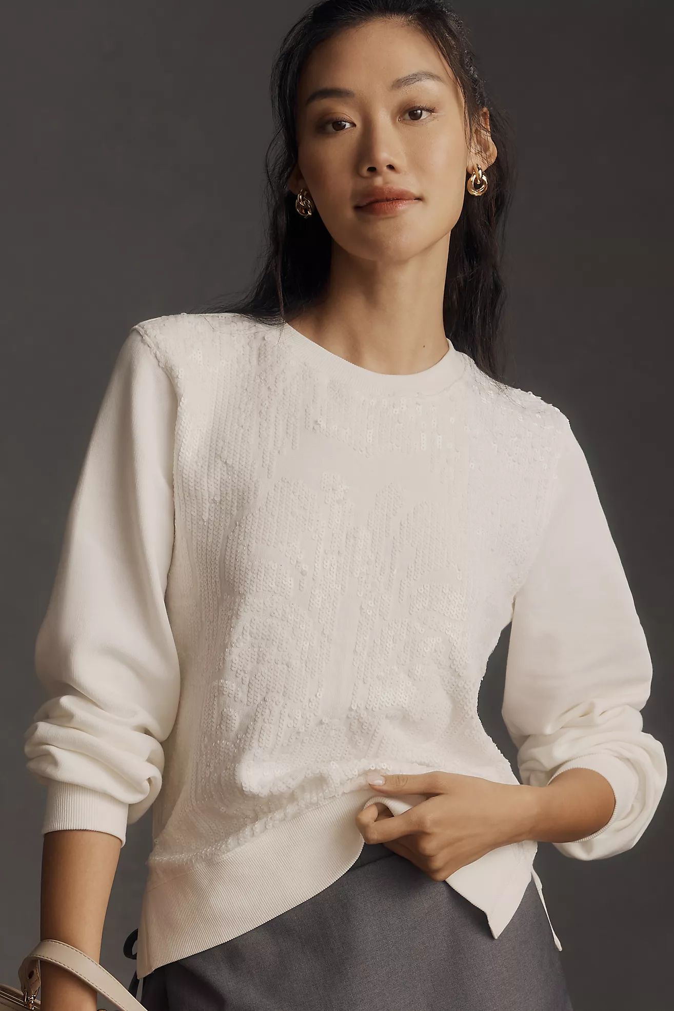By Anthropologie Sequin Ribbed Sweatshirt | Anthropologie (US)