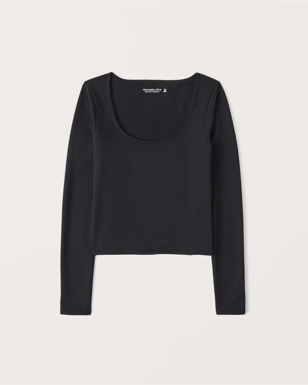 Women's Long-Sleeve Seamless Scoopneck Tee | Women's New Arrivals | Abercrombie.com | Abercrombie & Fitch (US)