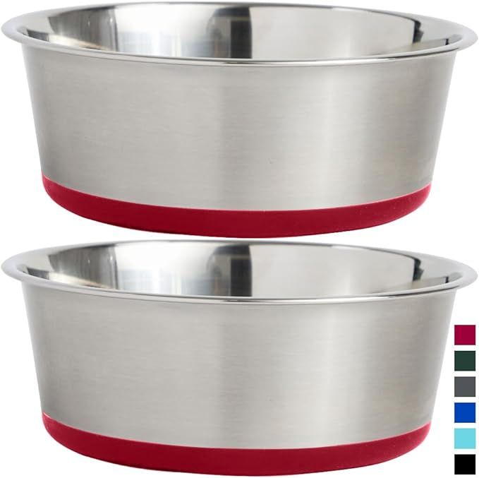 Gorilla Grip Stainless Steel Metal Dog Bowl Set of 2, Rubber Base, Heavy Duty, Rust Resistant, Fo... | Amazon (US)