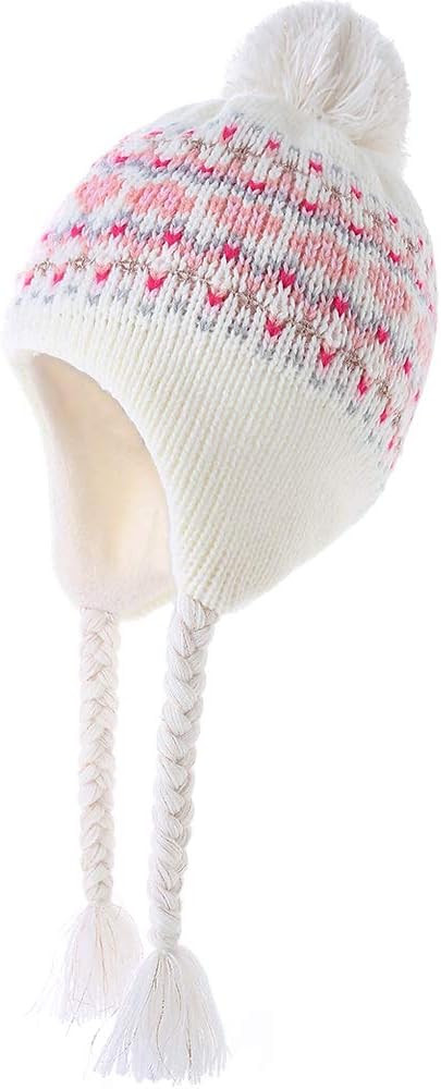 Moon Kitty Girls Knit Hats Winter Fleece Lining Skiing Winter Caps with Warm Ear Flap | Amazon (US)