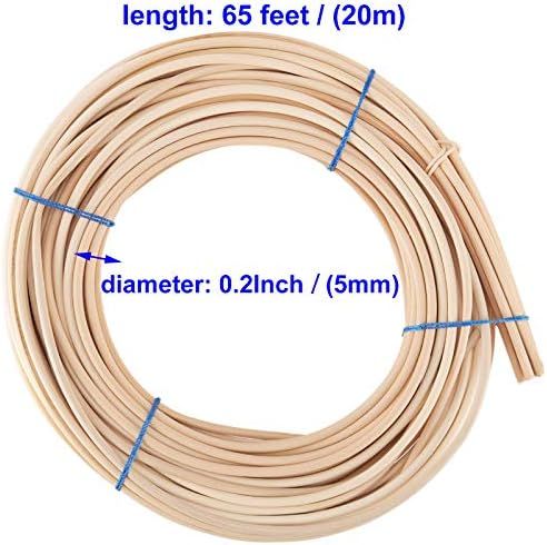 FAATCOI 2 Pack 0.2 Inch 65 Feet Round Reed Spline, Chair Cane for DIY Craft Rattan Cane Webbing Bask | Amazon (US)