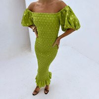 Women's Olive Jojo Dress with Fleck in Gold, Size Medium, Viscose by Never Fully Dressed | Never Fully Dressed US