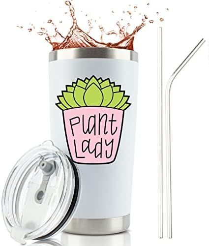 Plant Gifts for Women | Plant Lady Mug | 20 Ounce White Stainless Steel Wine/Coffee Tumbler with ... | Amazon (US)