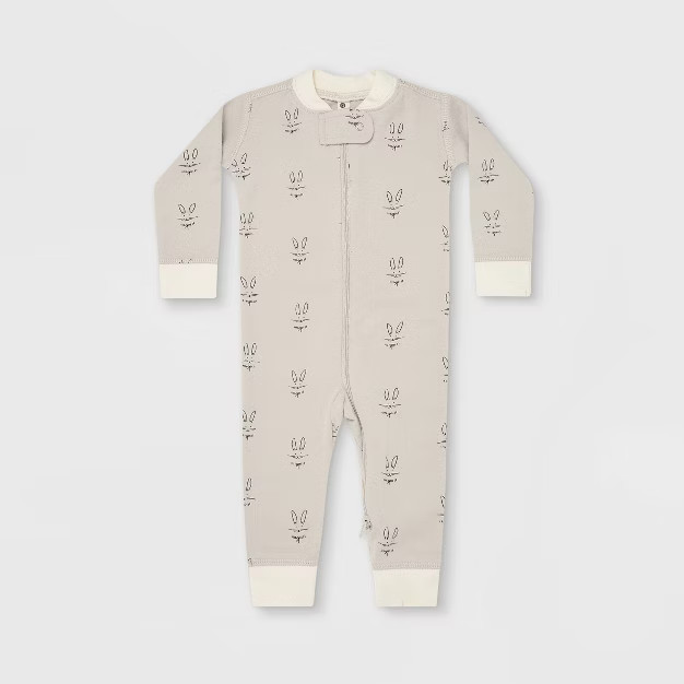 Q by Quincy Mae Baby Bunny Brushed Zipper Sleep N' Play - Black/Silver | Target