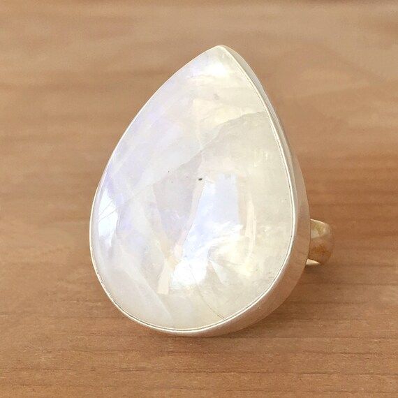 Rainbow Moonstone and Sterling Silver Ring, Moonstone and Silver Ring, Moonstone Ring, Teardrop Crys | Etsy (US)
