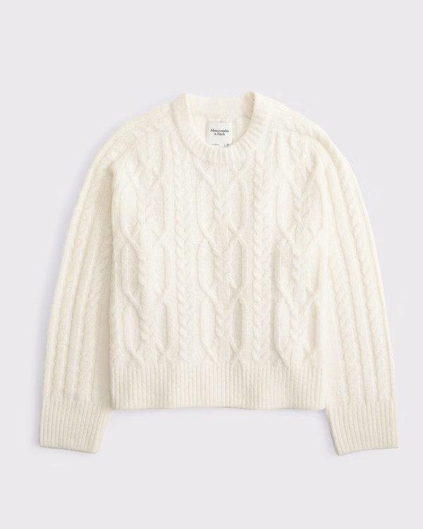 Women's The A&F Madeline Cable Crew Sweater | Women's Tops | Abercrombie.com | Abercrombie & Fitch (US)