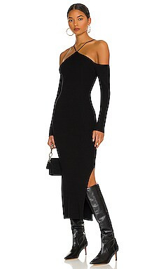 Line & Dot Amanda Sweater Midi Dress in Black from Revolve.com | Revolve Clothing (Global)