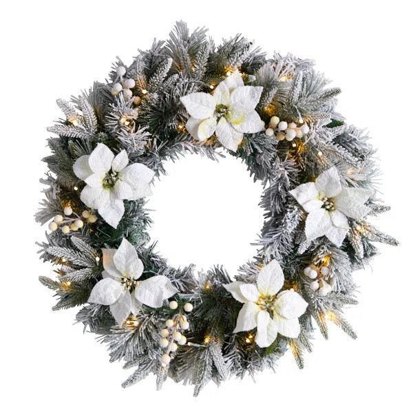 The Holiday Aisle® Flocked 24" Lighted Wreath | Wayfair | Wayfair North America