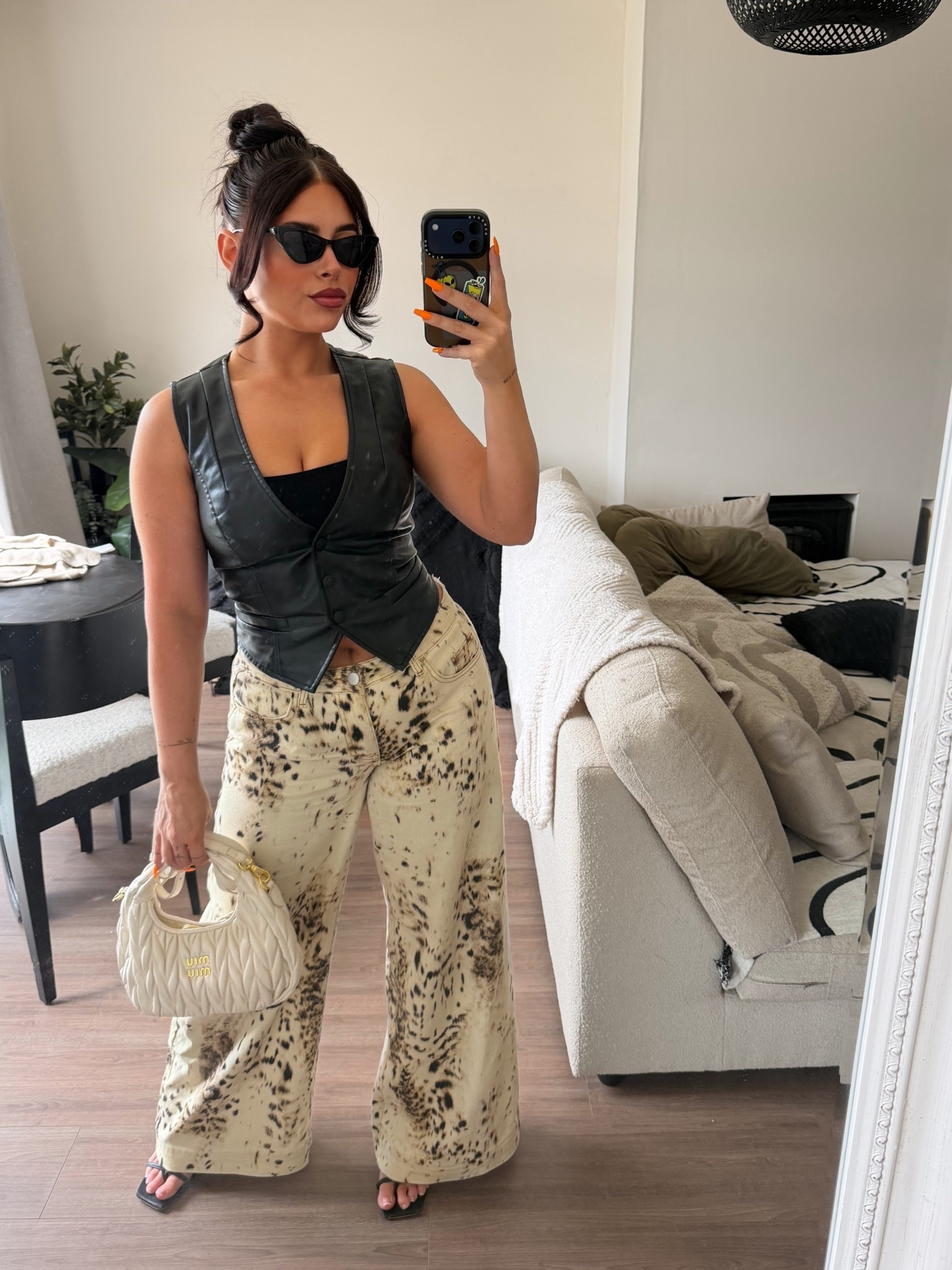 Serving elevated neutrals with a little edge 🖤✨ Obsessed with this mix of sleek + statement — the vest moment, these printed wide-leg pants, and a mini bag to tie it all together. Effortless but still THAT girl.

#LTKStyle #LTKIt #LTKFashion #LTKFinds #OOTD #OutfitInspo #StreetStyle #NeutralStyle #SpringOutfits #ChicStyle #FashionInspo #StyleInspo #MinimalChic #CapsuleWardrobe #TrendingNow #WideLegPants #LeatherLook #EverydayStyle #InfluencerStyle #StyleGoals

#LTKpartywear #LTKspring #LTKdatenight