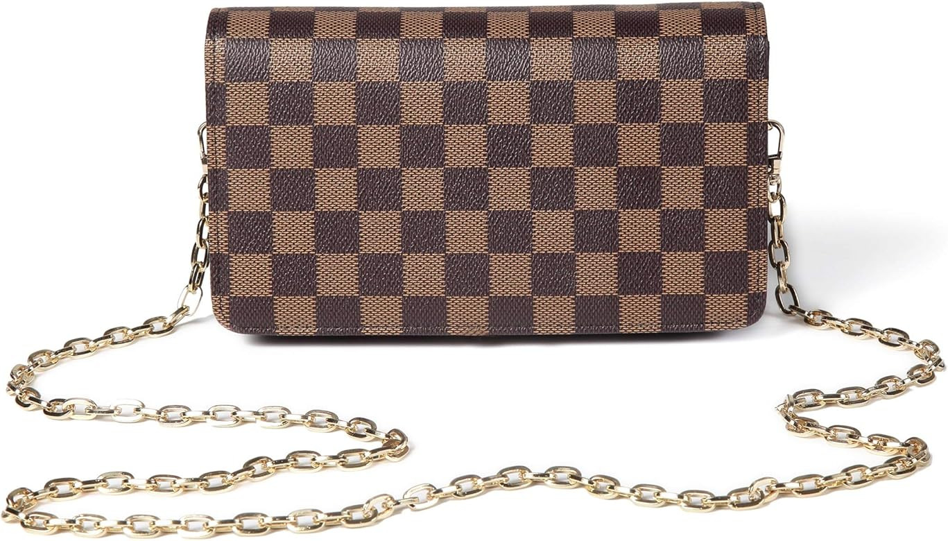 Checkered Cross body bag - RFID Blocking with Credit Card slots clutch -PU Vegan Leather | Amazon (US)